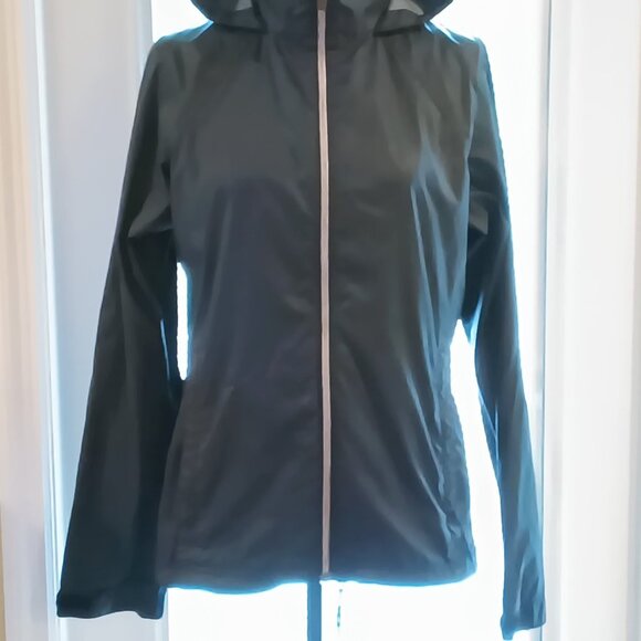 Columbia Womens Black Zip Up Hooded Light Rain Coat Hideaway Light Wind Jacket - Picture 5 of 13